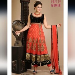 Velvet Bodiced Sheer Layered Sequined Embroidered Salwar Traditional Dress